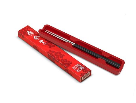 Black Peace Chopsticks Gift Box Set with one pair of chopsticks displayed