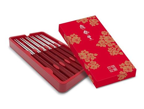 Red Peace Chopsticks Gift Box containing 6 pairs of chopsticks