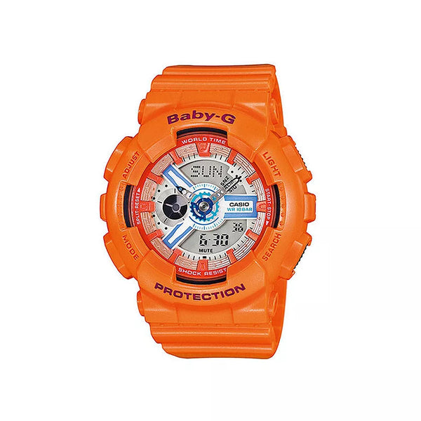 CASIO Baby-G 耀眼亮彩甜心運動休閒腕錶- 橘x白