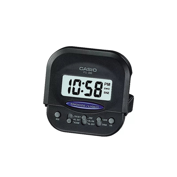CASIO卡西歐輕巧型超小旅行用可摺疊鬧鐘 黑PQ-30B-1