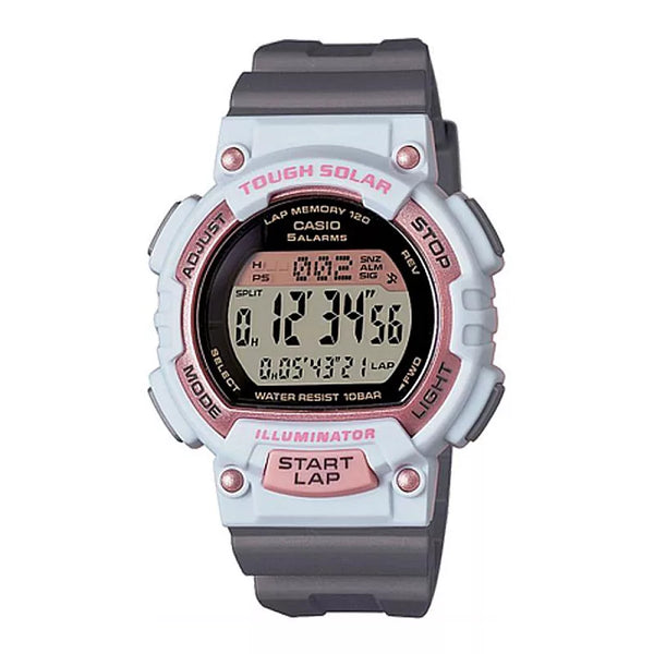 CASIO 窈窕輕盈時尚運動腕錶-粉x白