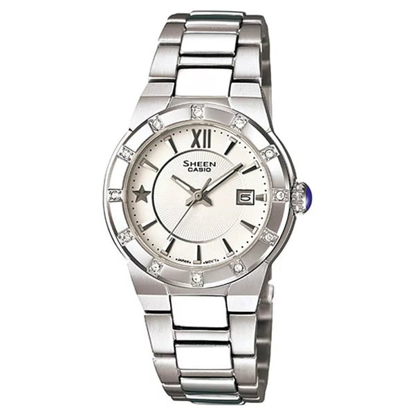 CASIO SHEEN系列 耀眼典藏都會時尚腕錶-白