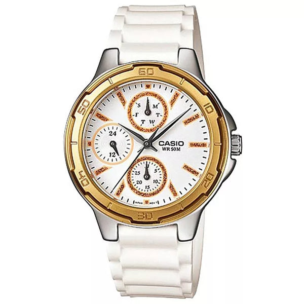 CASIO 躍動青春休閒運動腕錶-白金