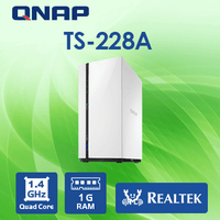 QNAP 2-bay NAS, ARM Quad-core 1.4GHz, 1GB DDR4 RAM, 3.5" SATA HDDs, 1xUSB3.0, 2xUSB2.0, 1x GbE LAN