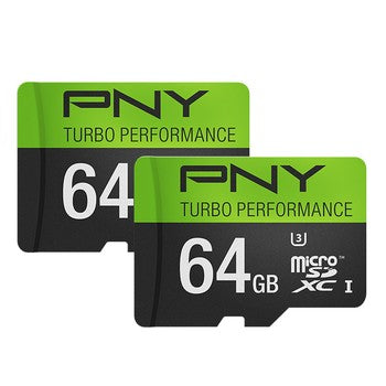 PNY 64GB microSDXC Card 2 PK with SD Card Adapter