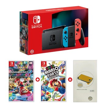 Switch 2 Games Bundle Set: Mario Kart Deluxe 8 +Super Mario Party+ Protector