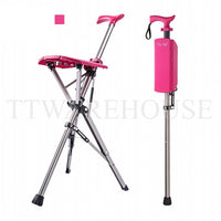 TA-DA Chair Folding Aluminium Seat Cane Walking Stick 2lbs 85cm Size: M (PINK)