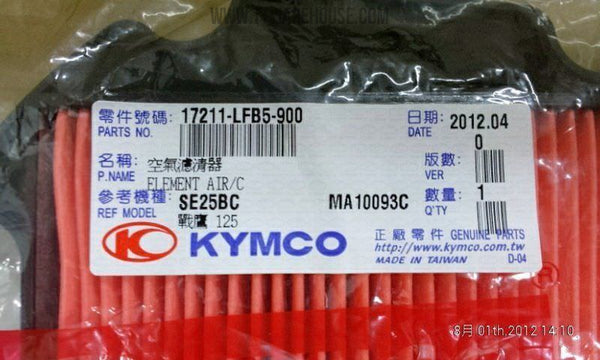 KYMCO 17211-LFB5-900 Air filter Element ASSY AIR/C Racing 125 150