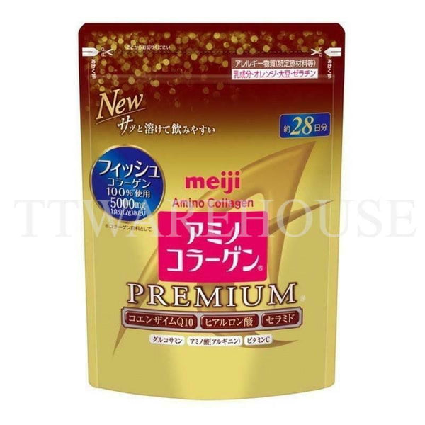 (10 PACKS) Meiji Amino Collagen powder PREMIUM 28days 196g 明治膠原蛋白粉 Q10 金色 196g