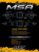 MST 210573 CMX MSA Front & Rear Axle Set 4WD 1:10 RC Cars Crawler Off Road